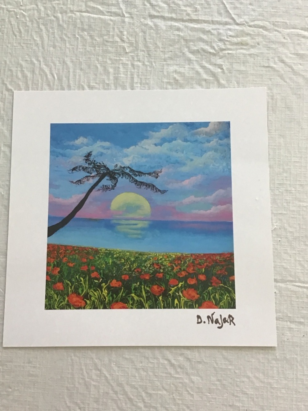 David Najar Sunset Meadow Art Lithograph - Blue, Green, Red